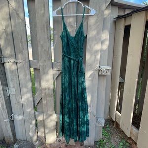 Maxi Emerald Green Lace Dress, Size S